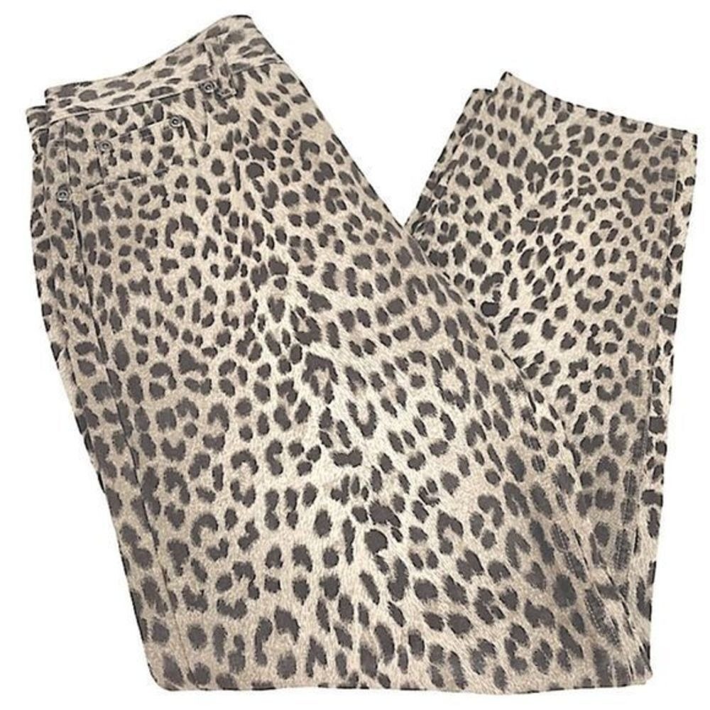 NEW Liz Claiborne Y2K 100% Cotton Leopard Print High Rise Denim Jeans SZ 10 NWOT